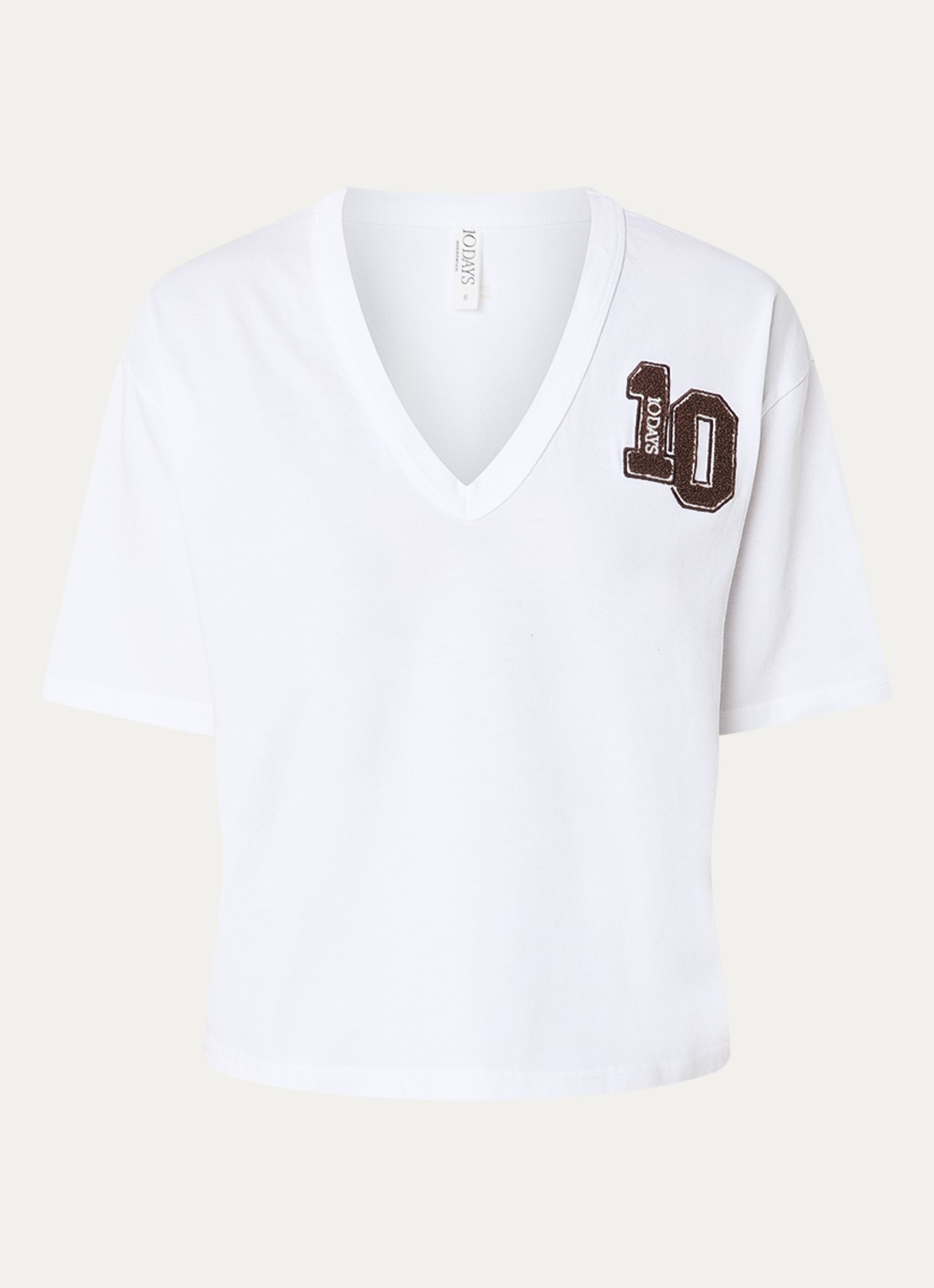 10DAYS T-shirt met logoborduring - voorkant wit
