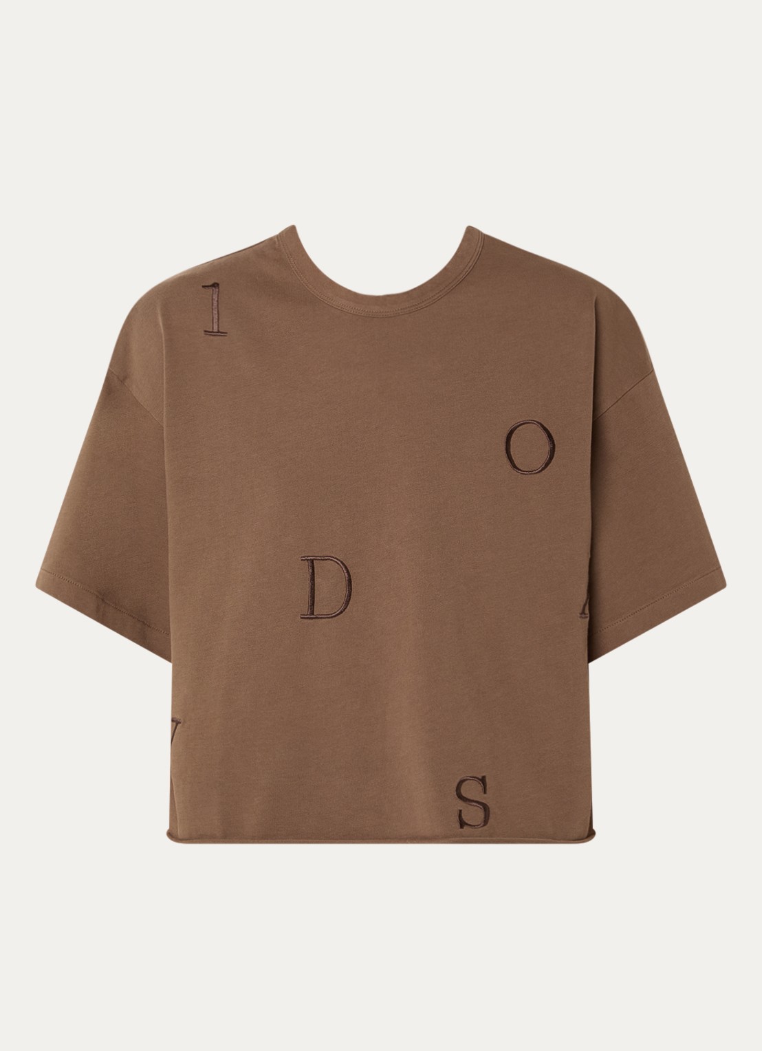 10DAYS T-shirt met logoborduring - voorkant 2 bruin