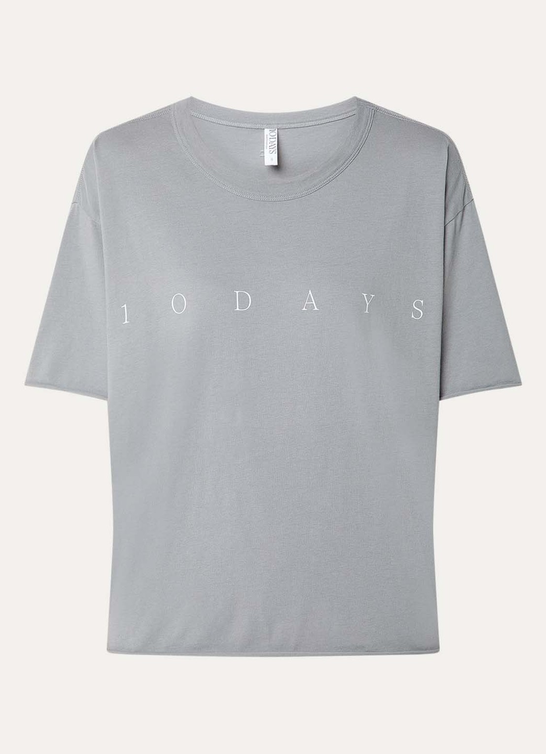 10DAYS T-shirt met logoprint - voorkant donkergrijs