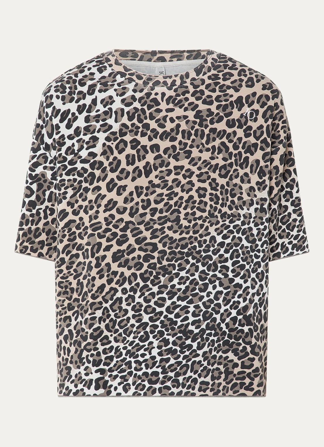 10DAYS T-shirt met panterprint - voorkant beige