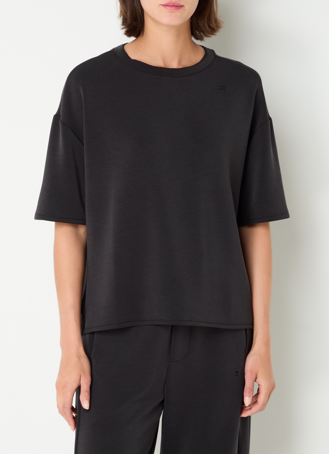10DAYS The Soft Scuba Tee T-shirt met ronde hals - detail zwart