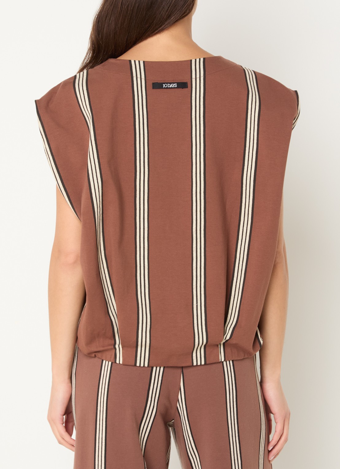 10DAYS Top met streepprint - achterkant bruin