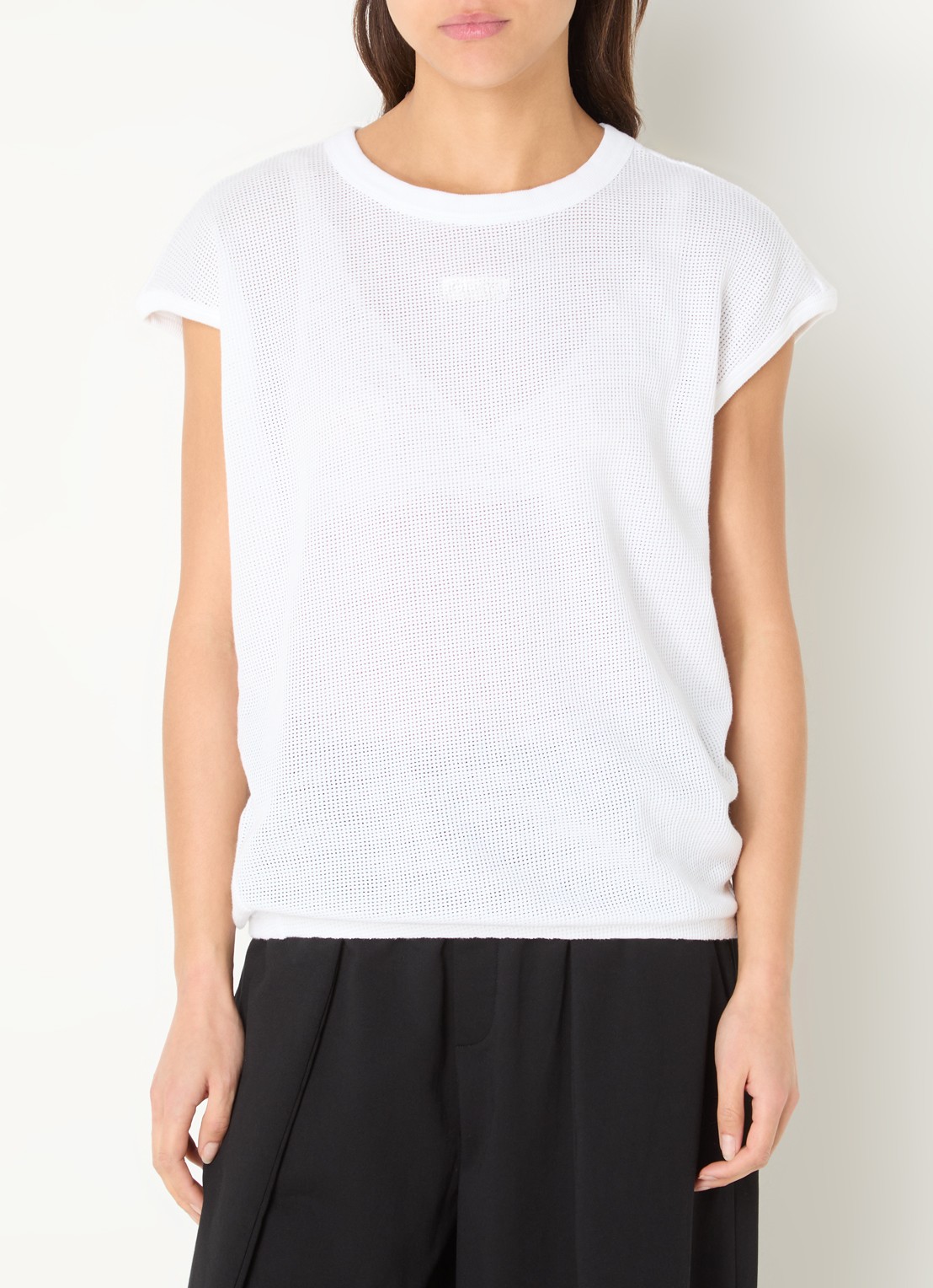10DAYS Top van mesh met logo - detail 4 wit