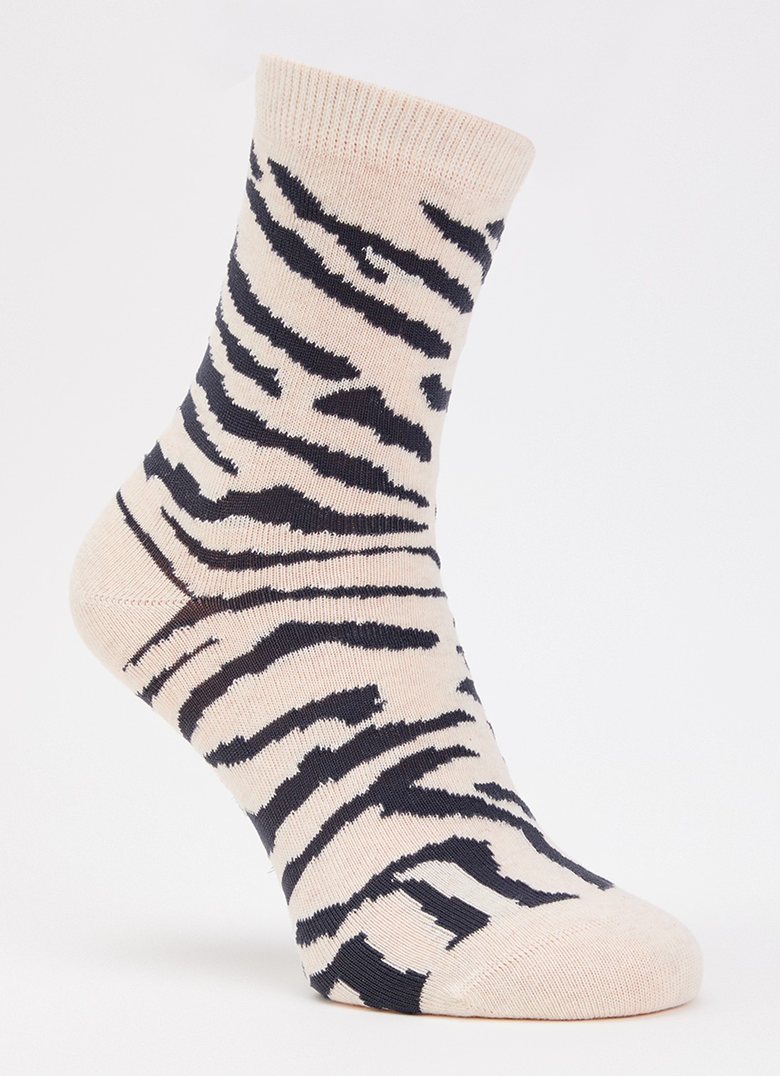10DAYS Zebra sokken in katoenblend met dierenprint  - voorkant 2 beige