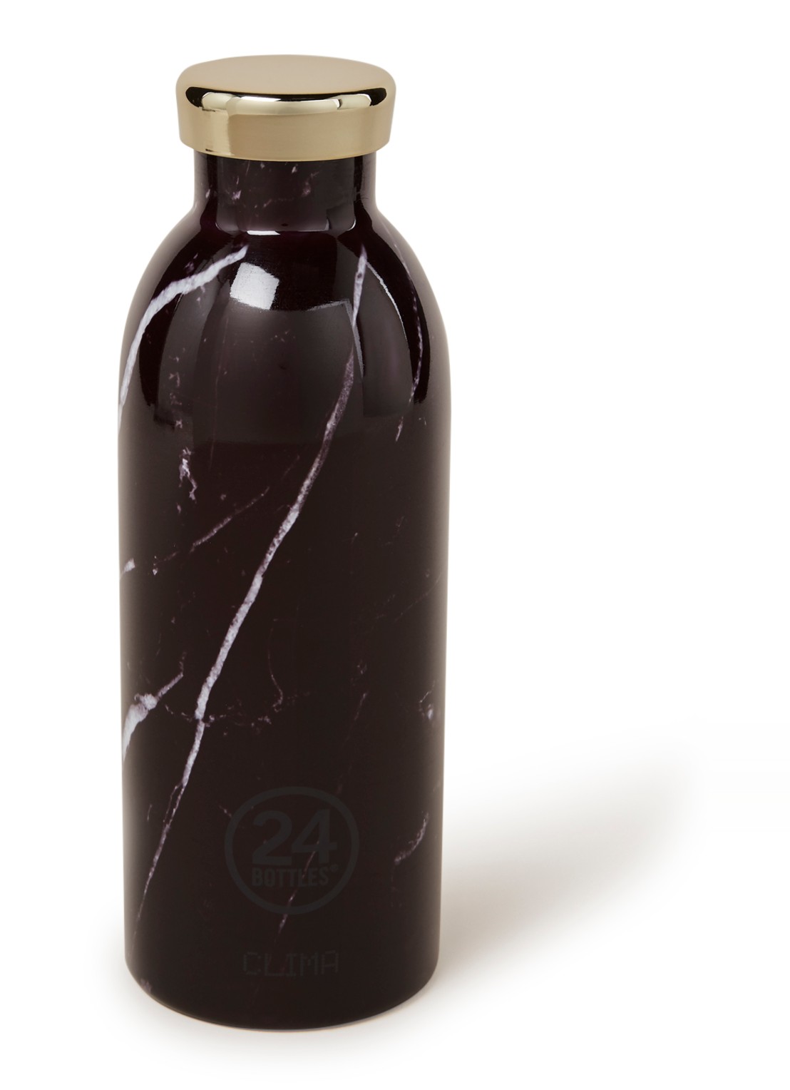 24Bottles Black Marble Clima Bottle waterfles 500 ml - voorkant zwart