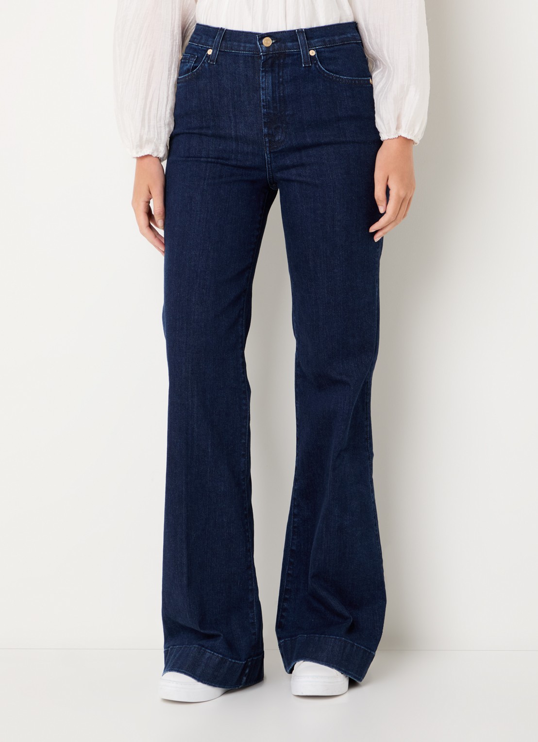 7 For All Mankind Dojo high waist flared jeans met donkere wassing - detail 4 indigo