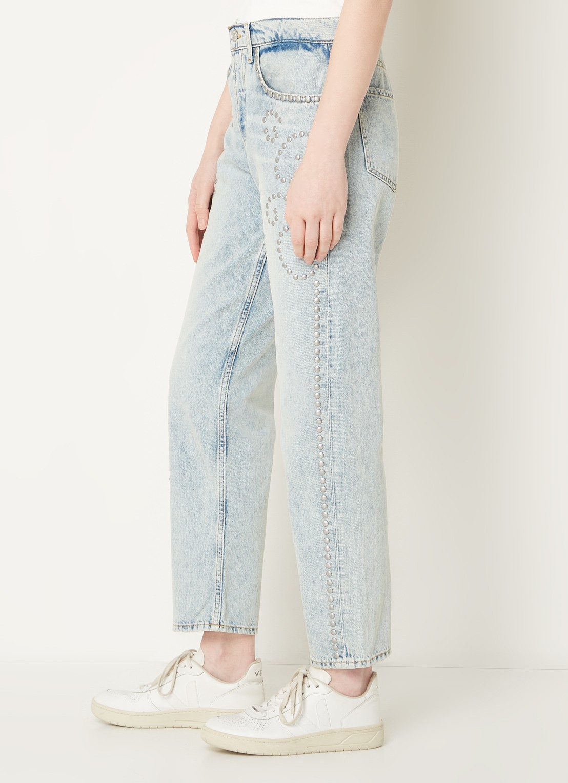 7 For All Mankind Julia mid waist boyfriend jeans met studs - detail 5 indigo
