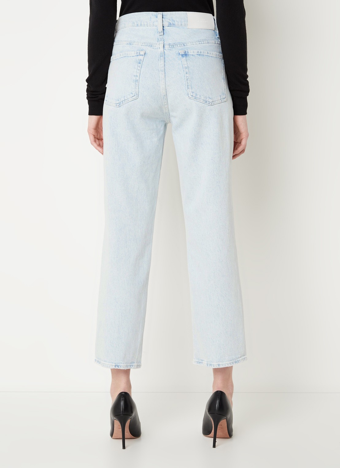 7 For All Mankind Logan high waist straight leg jeans met lichte wassing - achterkant 5 indigo