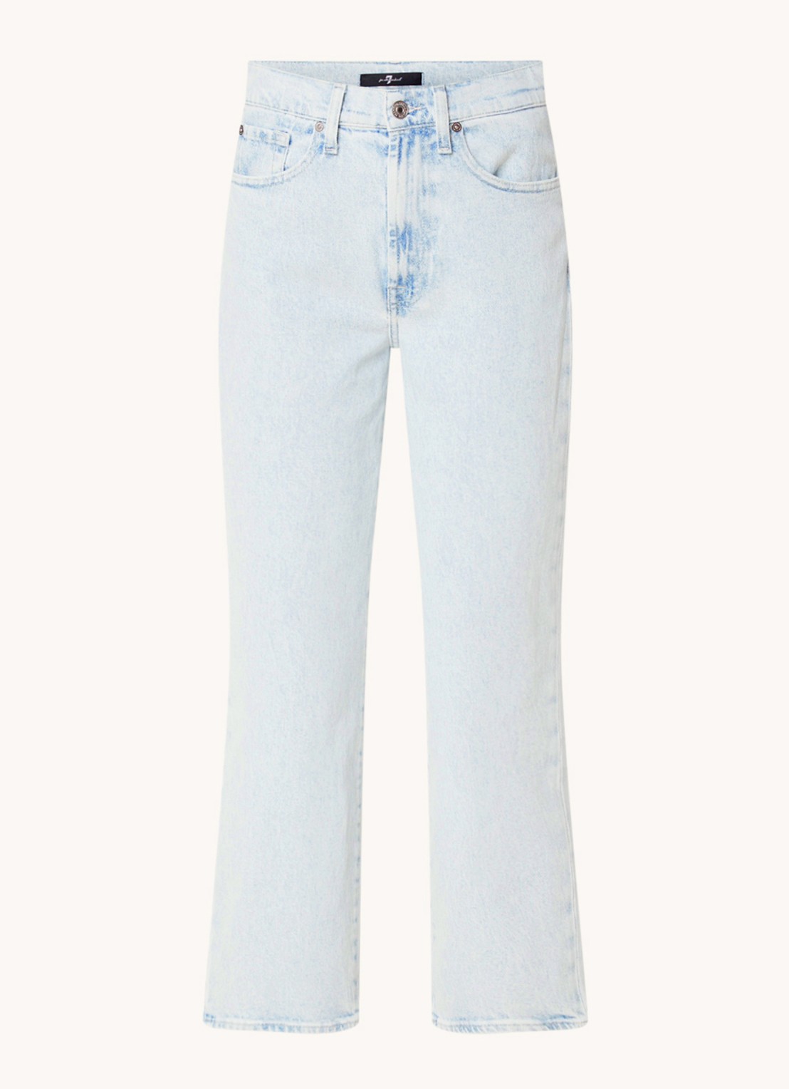 7 For All Mankind Logan high waist straight leg jeans met lichte wassing - voorkant indigo