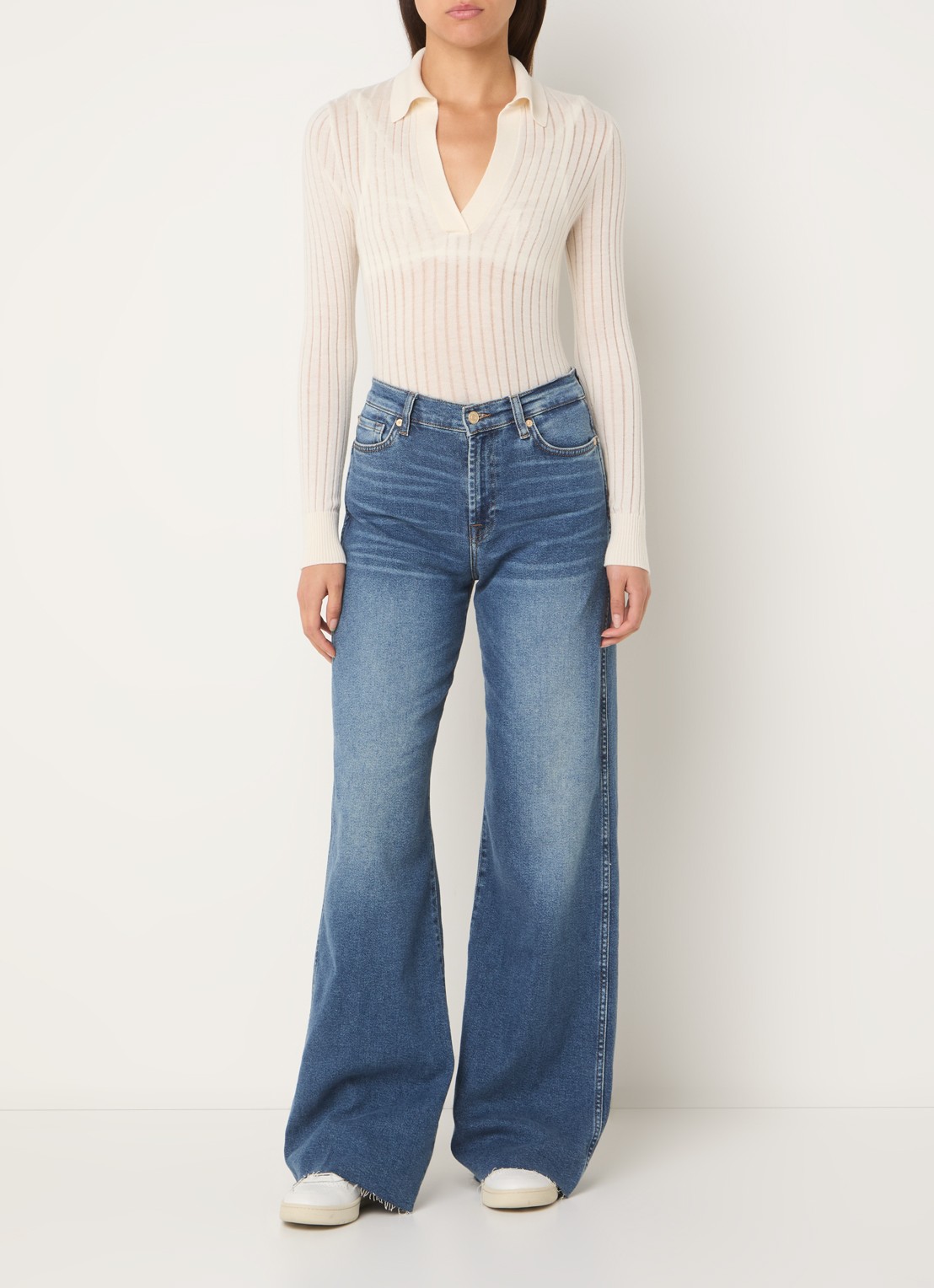 7 For All Mankind Lotta Luxe Vintage Love Affair high waist flared jeans met medium wassing - voorkant 2 indigo