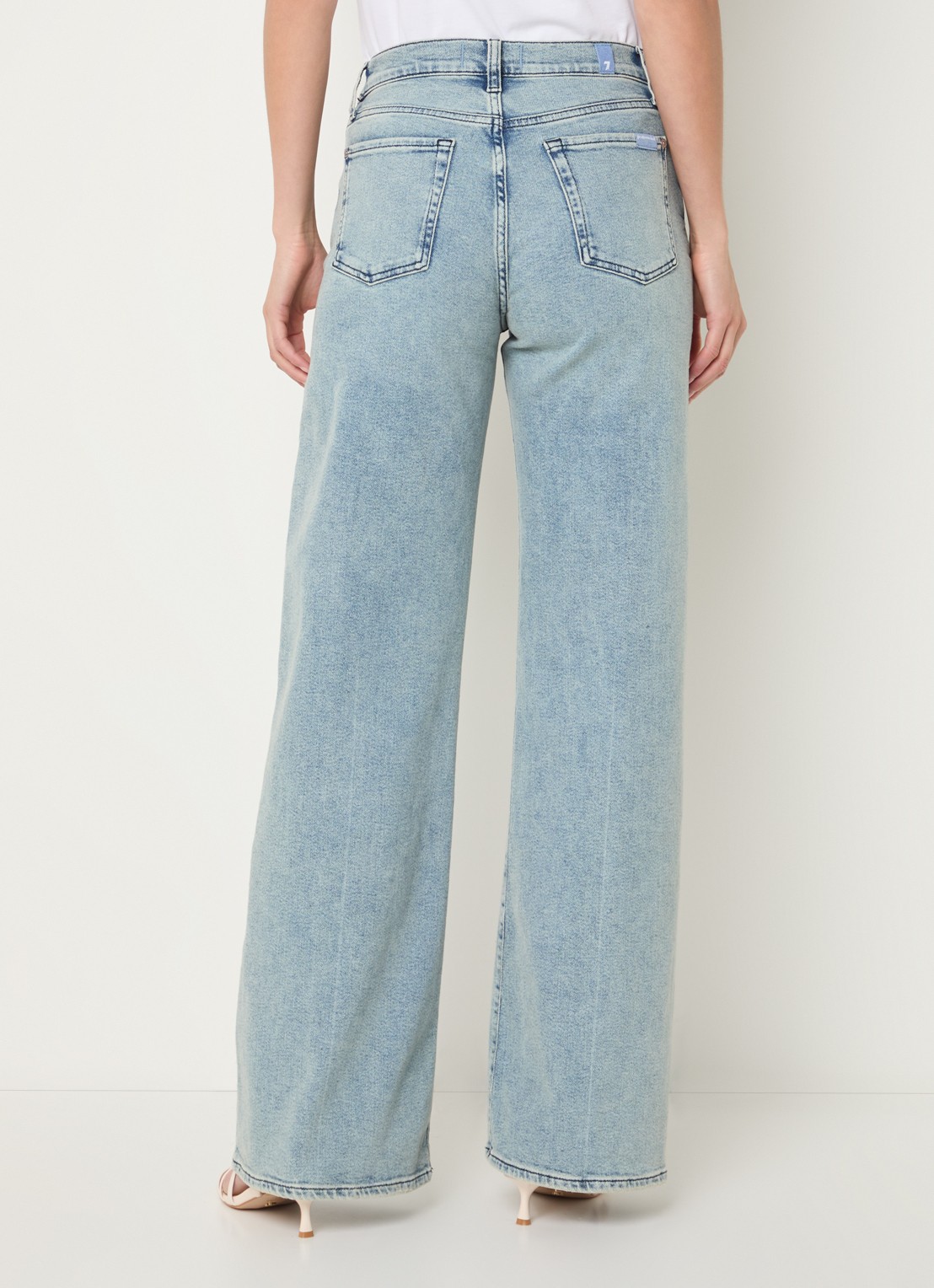 7 For All Mankind Lotta Must high waist wide leg jeans met lichte wassing - achterkant indigo