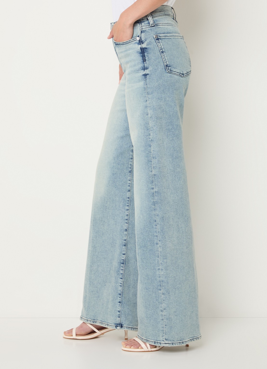 7 For All Mankind Lotta Must high waist wide leg jeans met lichte wassing - detail 5 indigo