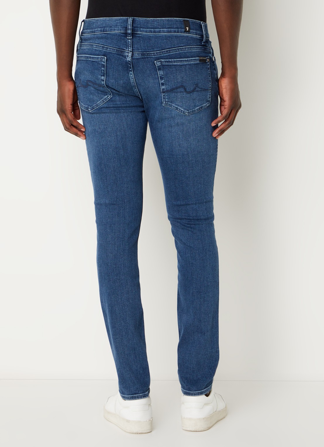 7 For All Mankind Paxtyn skinny fit jeans  met donkere wassing - achterkant 3 indigo