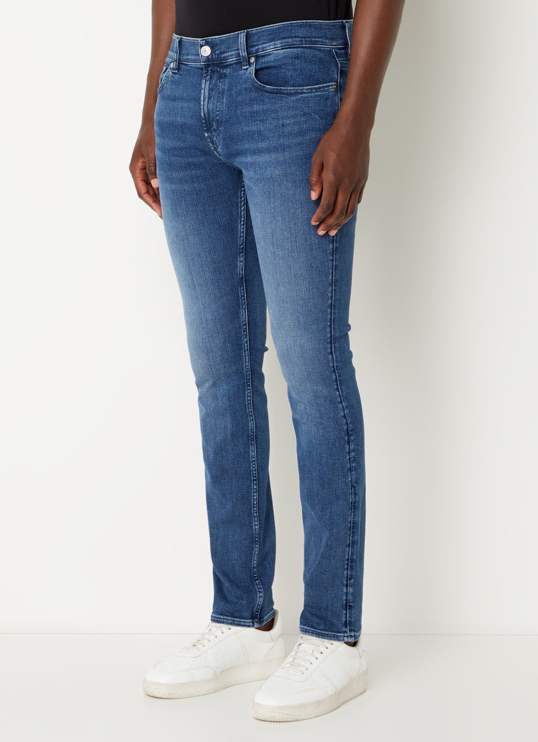 7 For All Mankind Paxtyn skinny fit jeans  met donkere wassing - detail 4 indigo