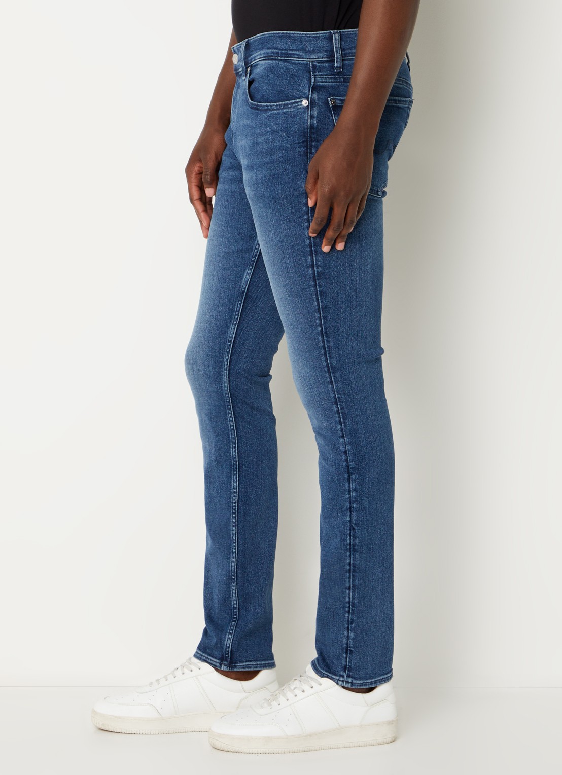 7 For All Mankind Paxtyn skinny fit jeans  met donkere wassing - detail 5 indigo