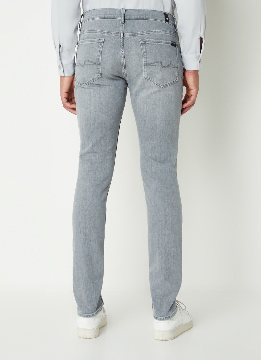 7 For All Mankind Paxtyn skinny jeans met stretch  - achterkant grijs