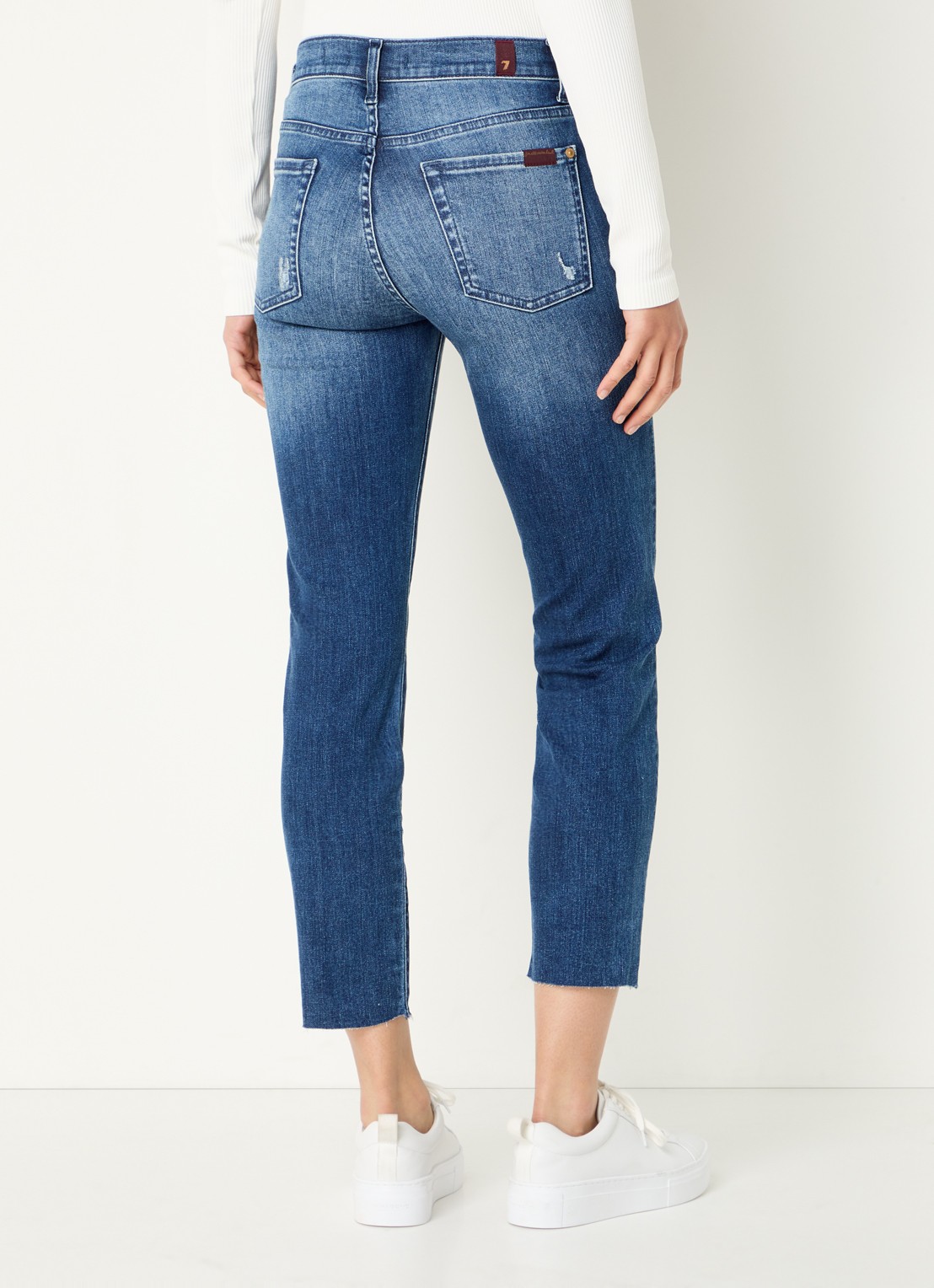 7 For All Mankind Roxanne high waist skinny cropped jeans met medium wassing - achterkant 3 indigo