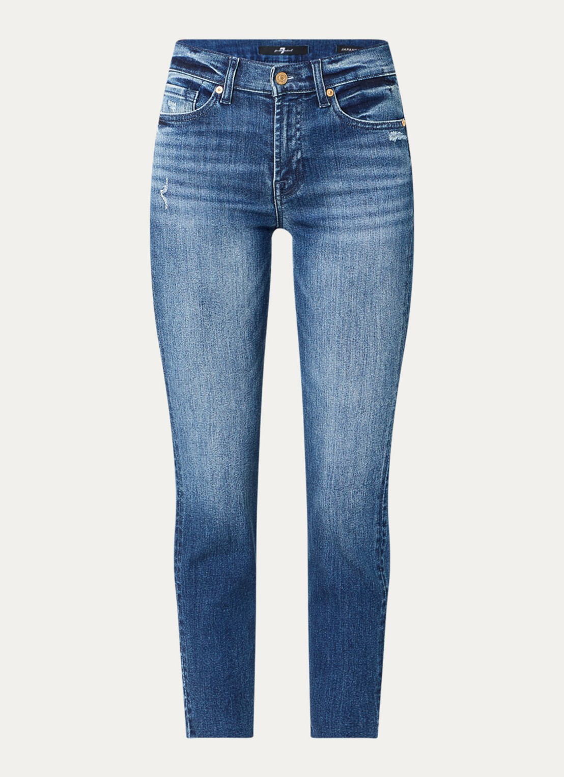7 For All Mankind Roxanne high waist skinny cropped jeans met medium wassing - voorkant indigo