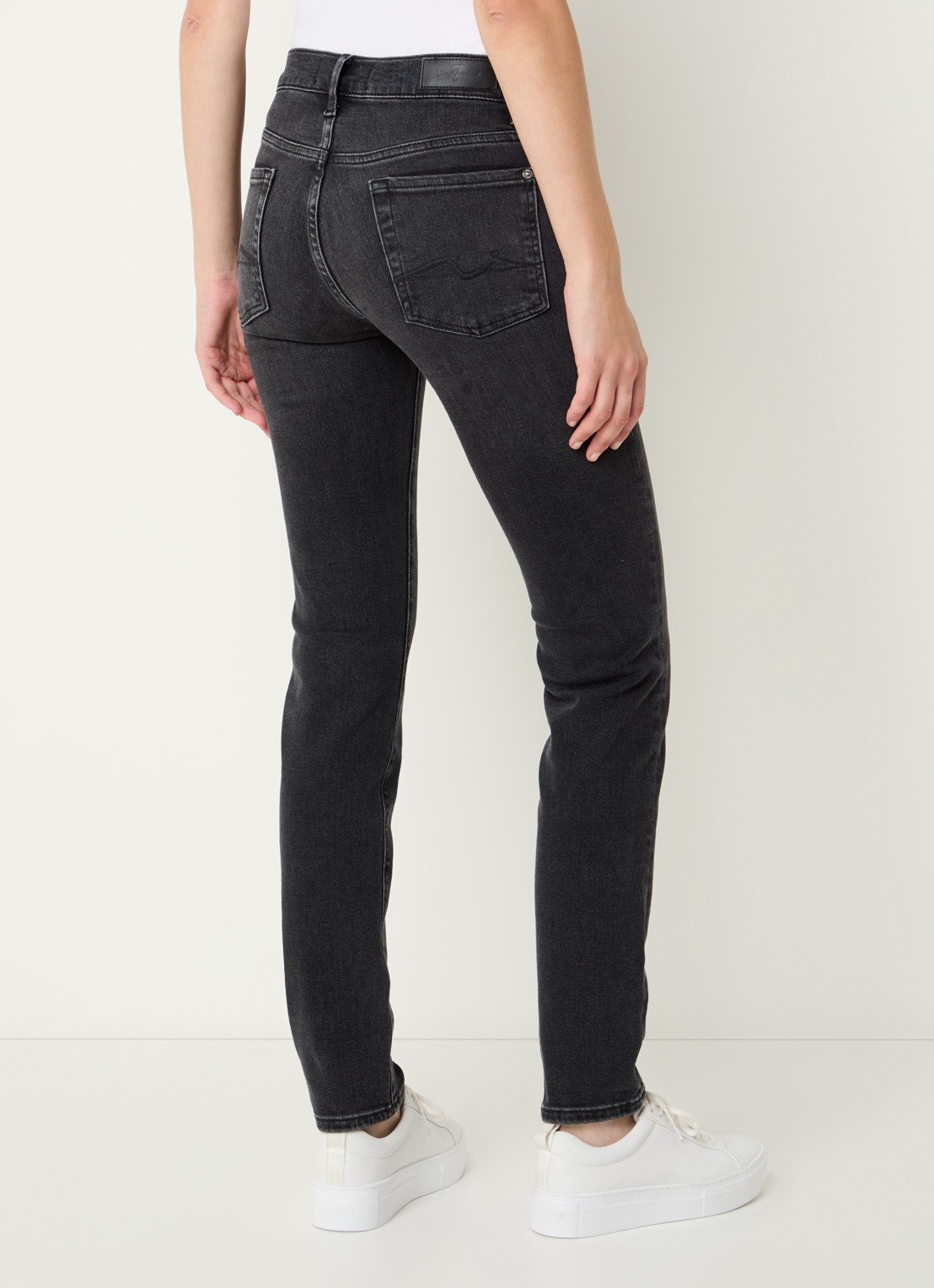 7 For All Mankind Roxanne Luxe Vintage high waist slim fit  - achterkant antraciet