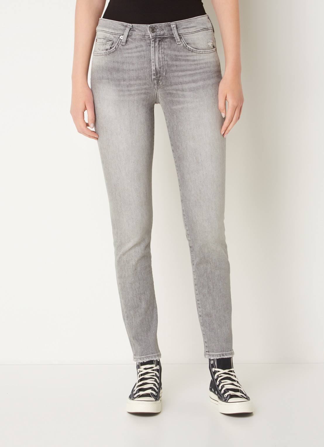 7 For All Mankind Roxanne mid waist skinny jeans  - detail 2 grijs