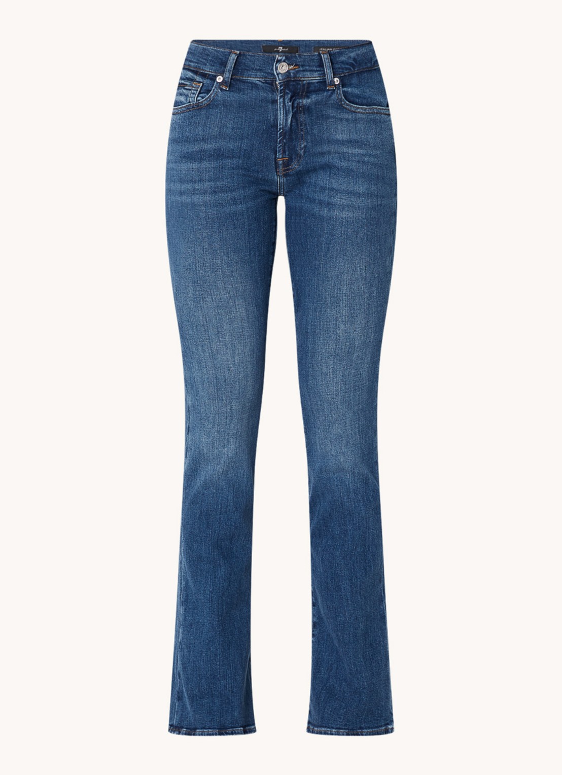 7 For All Mankind Slim illusion mid waist bootcut jeans met medium wassing  - voorkant blauw