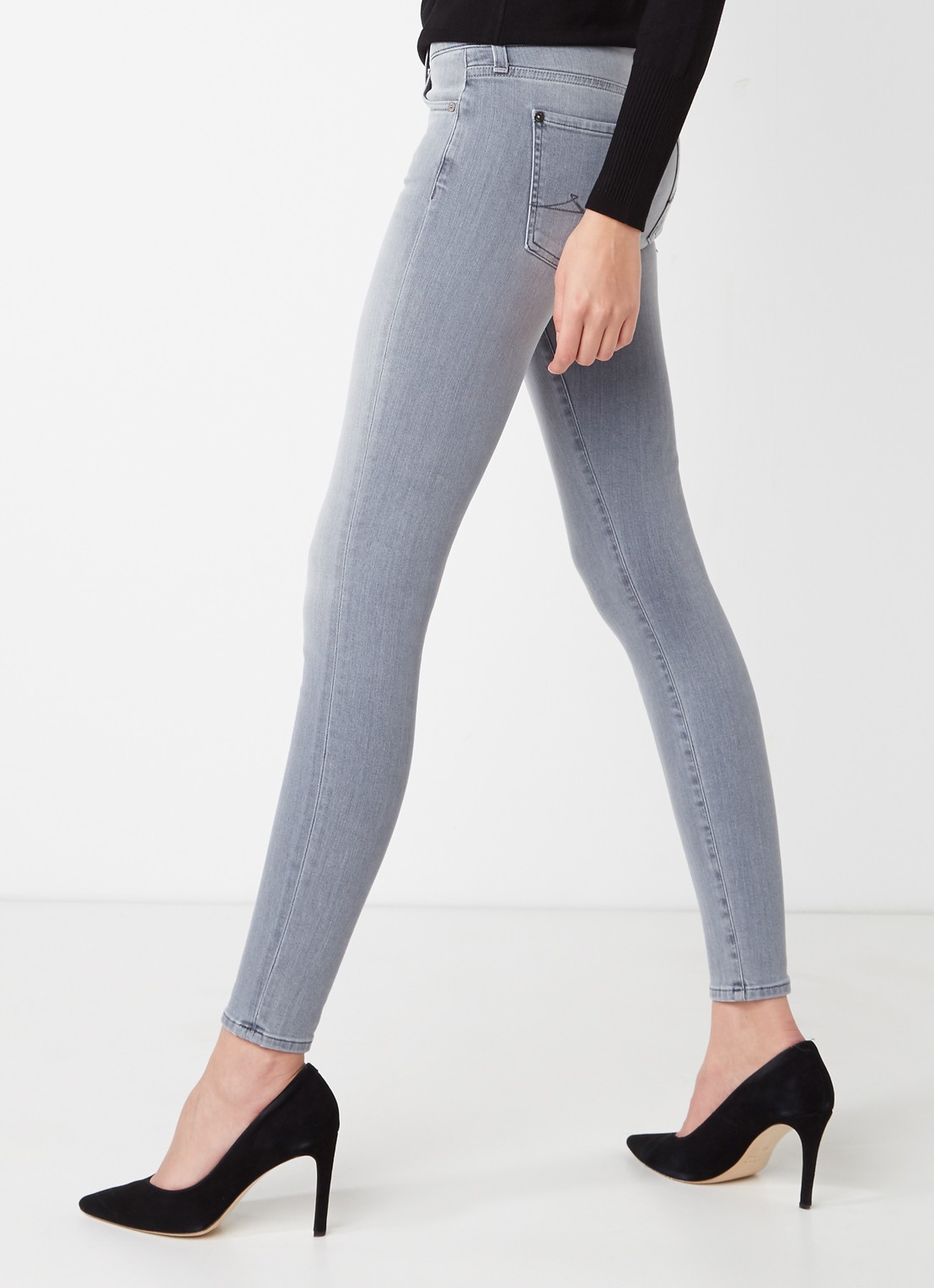 7 For All Mankind The Skinny Slim Illusion skinny jeans met lichte wassing - detail 4 grijs