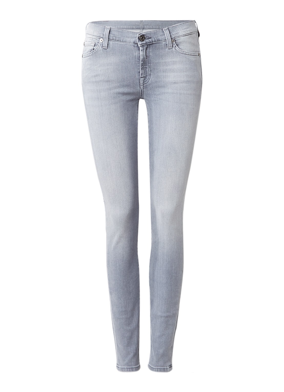 7 For All Mankind The Skinny Slim Illusion skinny jeans met lichte wassing - voorkant 2 grijs