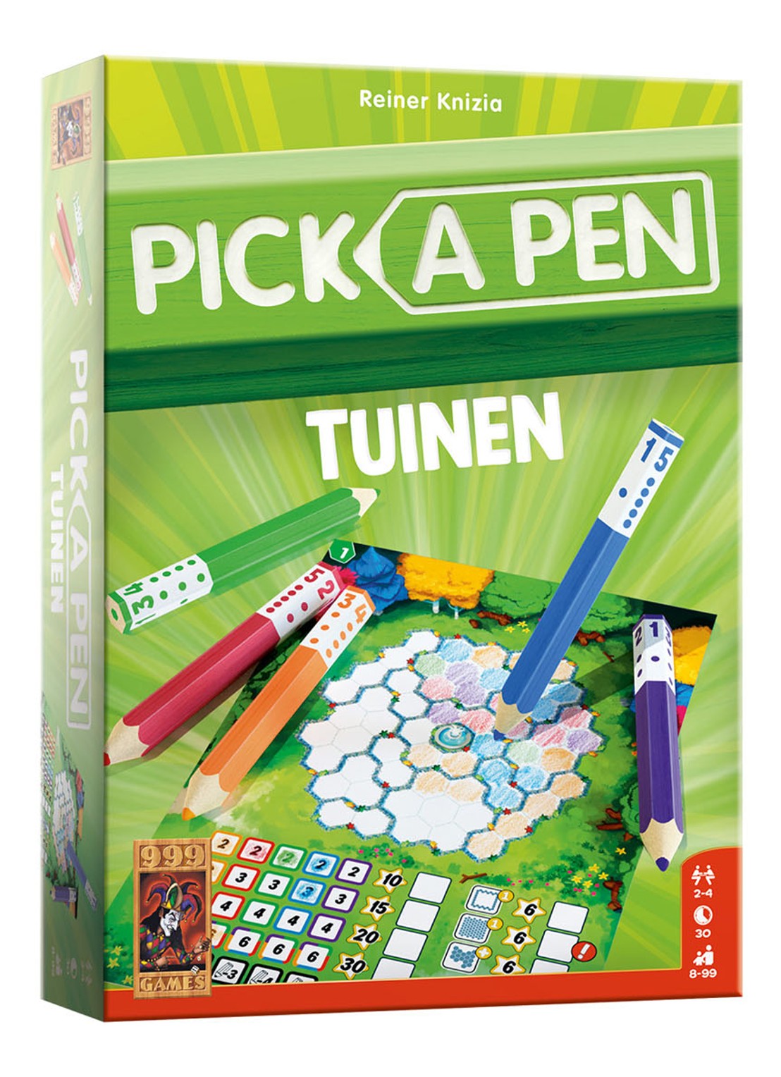 999 Games Pick a Pen Tuinen dobbelspel - voorkant multicolor