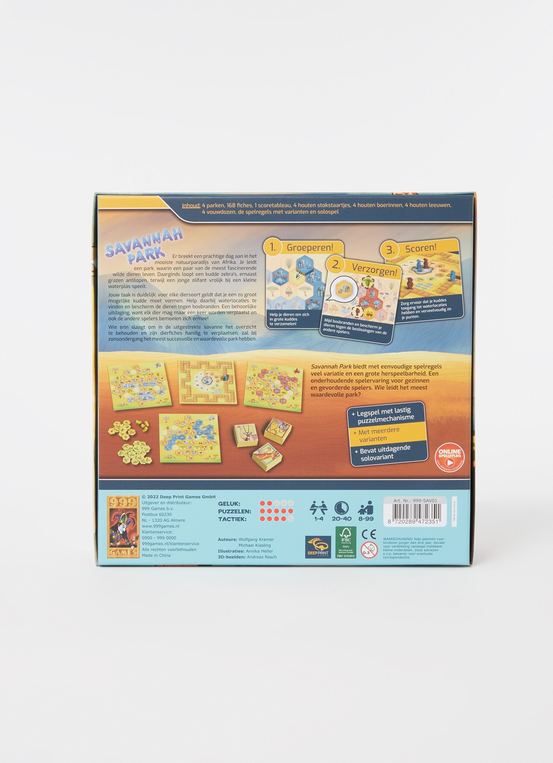 999 Games Savannah Park bordspel - voorkant 2 geel