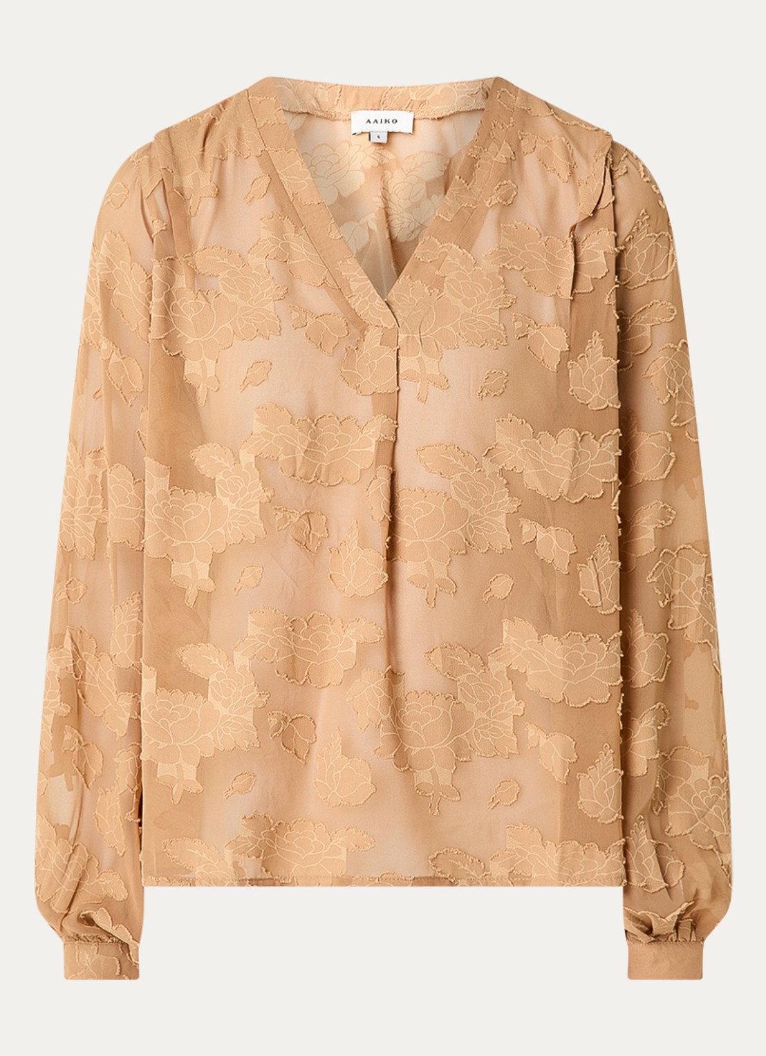 Aaiko Alana tuniek met ballonmouw - voorkant 2 camel