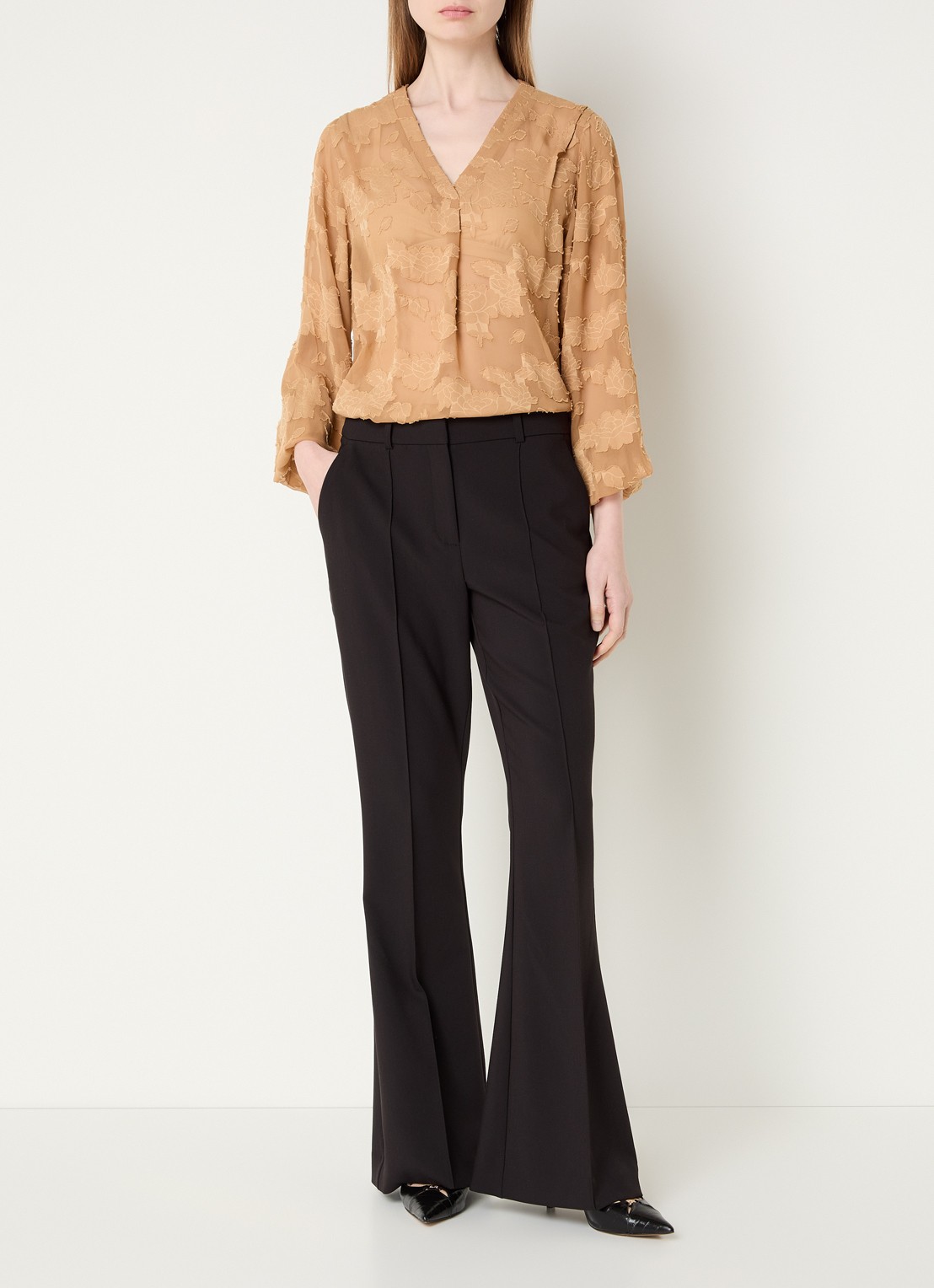 Aaiko Alana tuniek met ballonmouw - voorkant 3 camel
