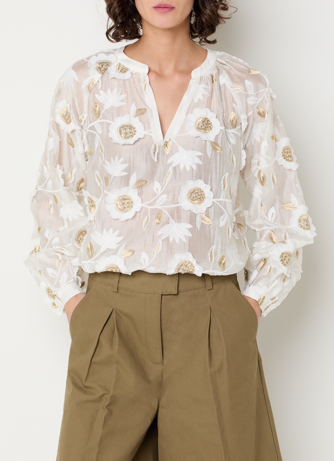 Aaiko Alanza blouse met borduring - detail 4 wit