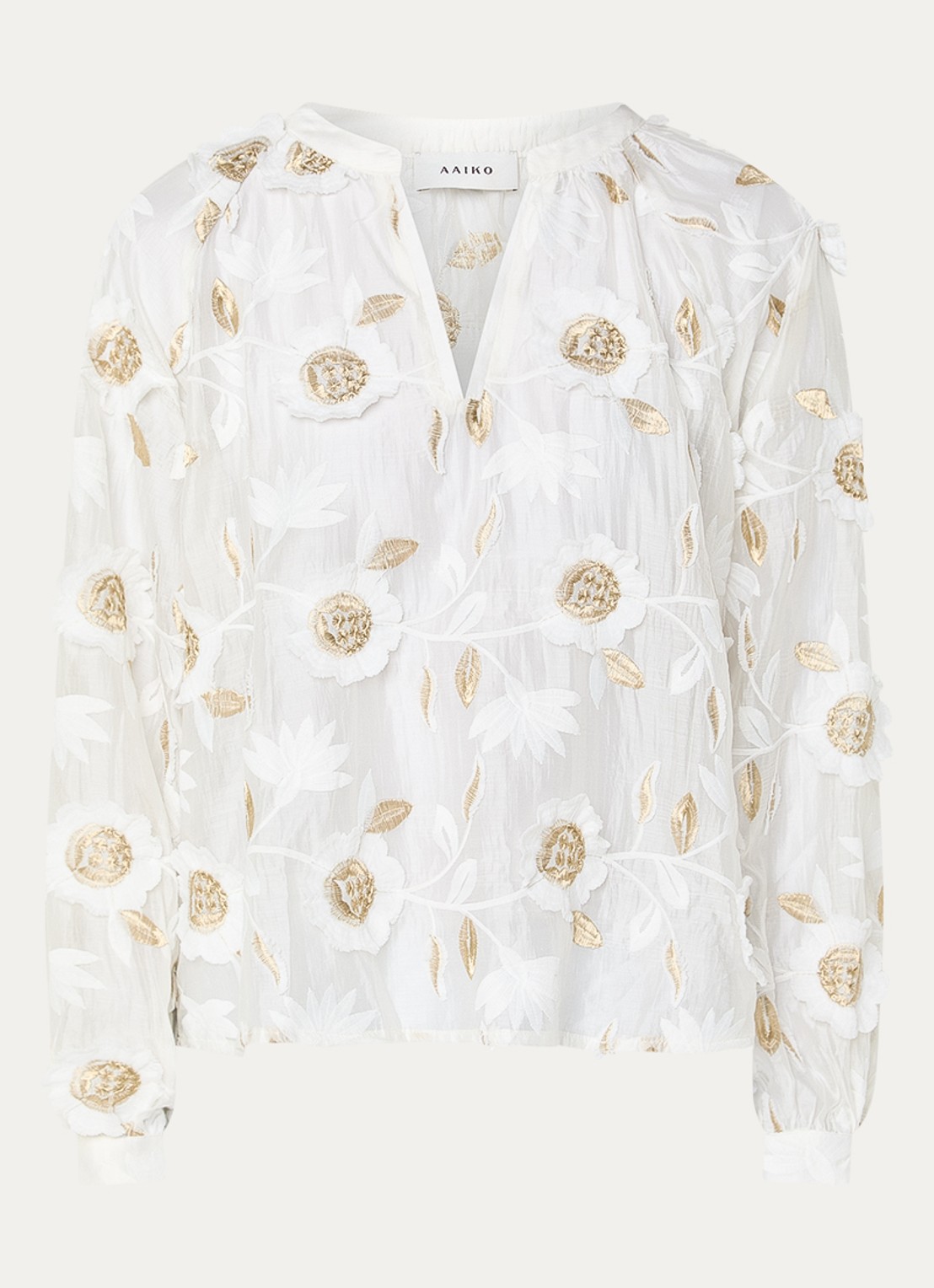 Aaiko Alanza blouse met borduring - voorkant wit