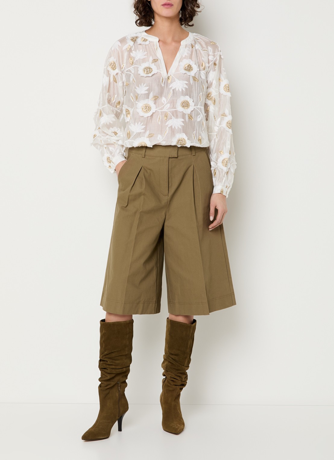 Aaiko Alanza blouse met borduring - voorkant 2 wit