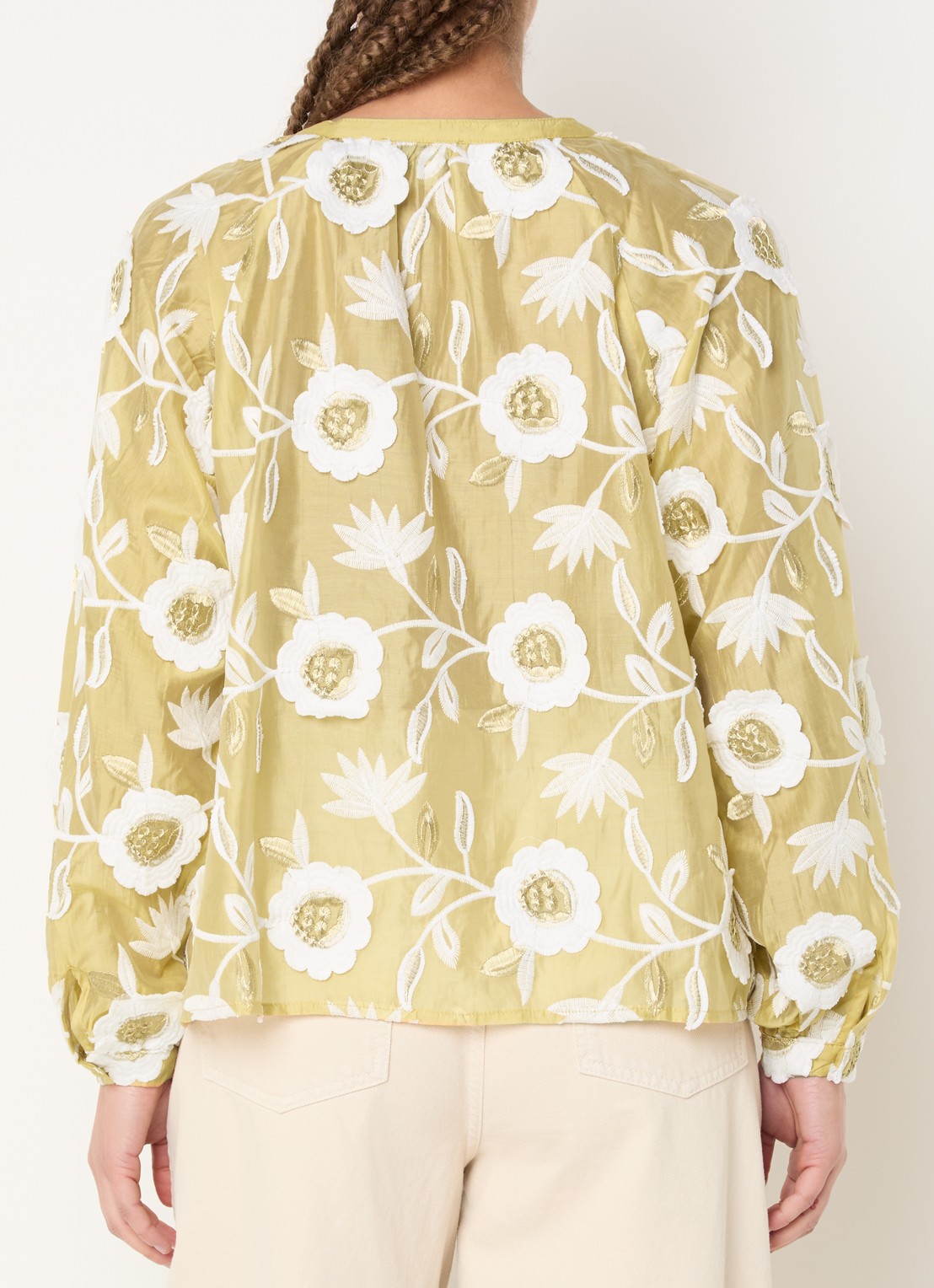 Aaiko Alanza blouse met borduring - achterkant 2 mosterd