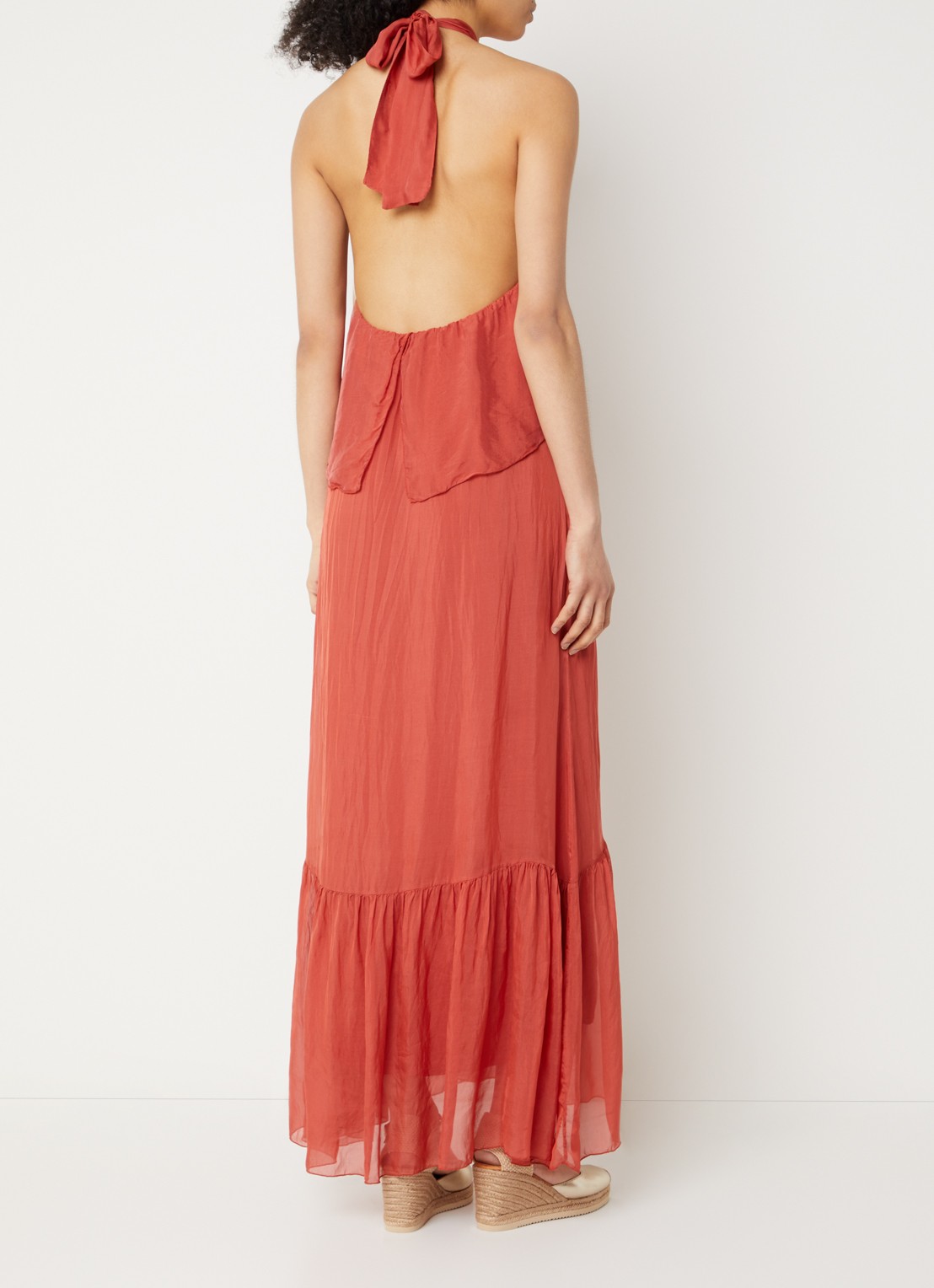 Aaiko Albina maxi jurk met ruches - achterkant 4 kersenrood