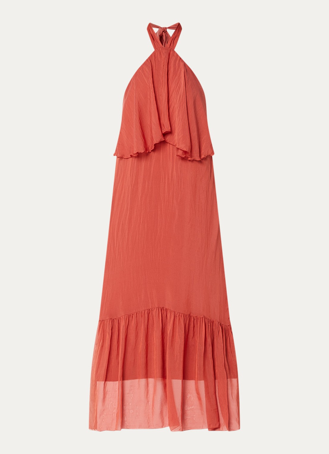 Aaiko Albina maxi jurk met ruches - voorkant kersenrood
