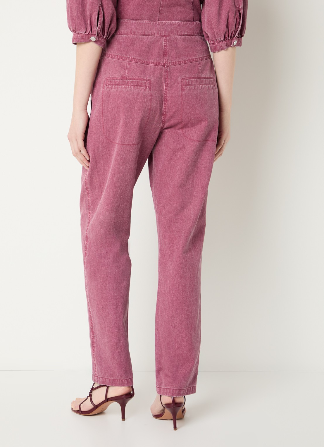 Aaiko Alexa high waist loose fit jeans met gekleurde wassing - achterkant roze