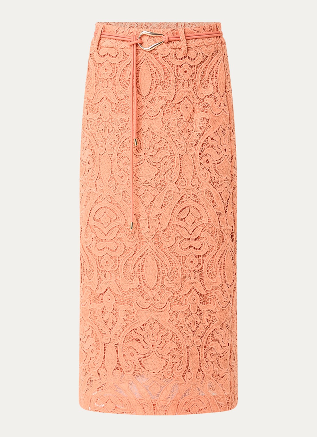 Aaiko Amia midi rok met broderie en strikceintuur - voorkant 2 orange