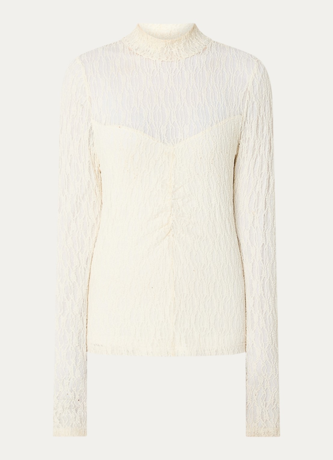 Aaiko Amy semi-transparante top met broderie - voorkant 3 gebroken wit