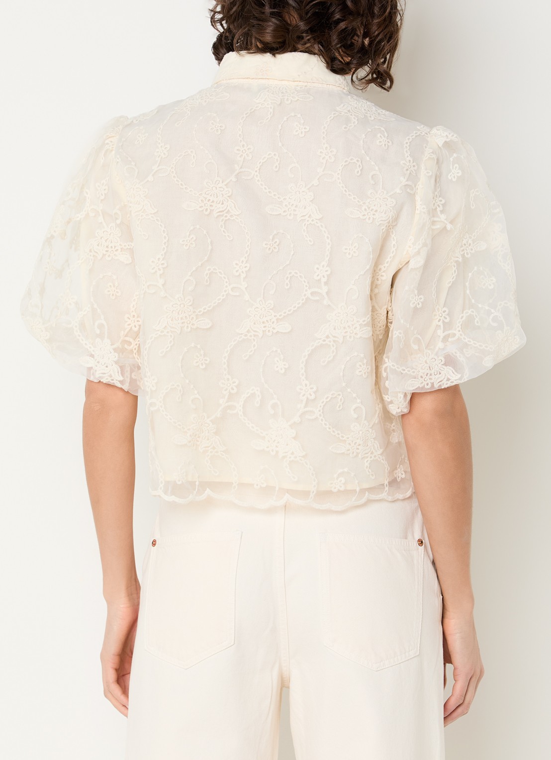 Aaiko Andra blouse met structuur - achterkant 2 gebroken wit