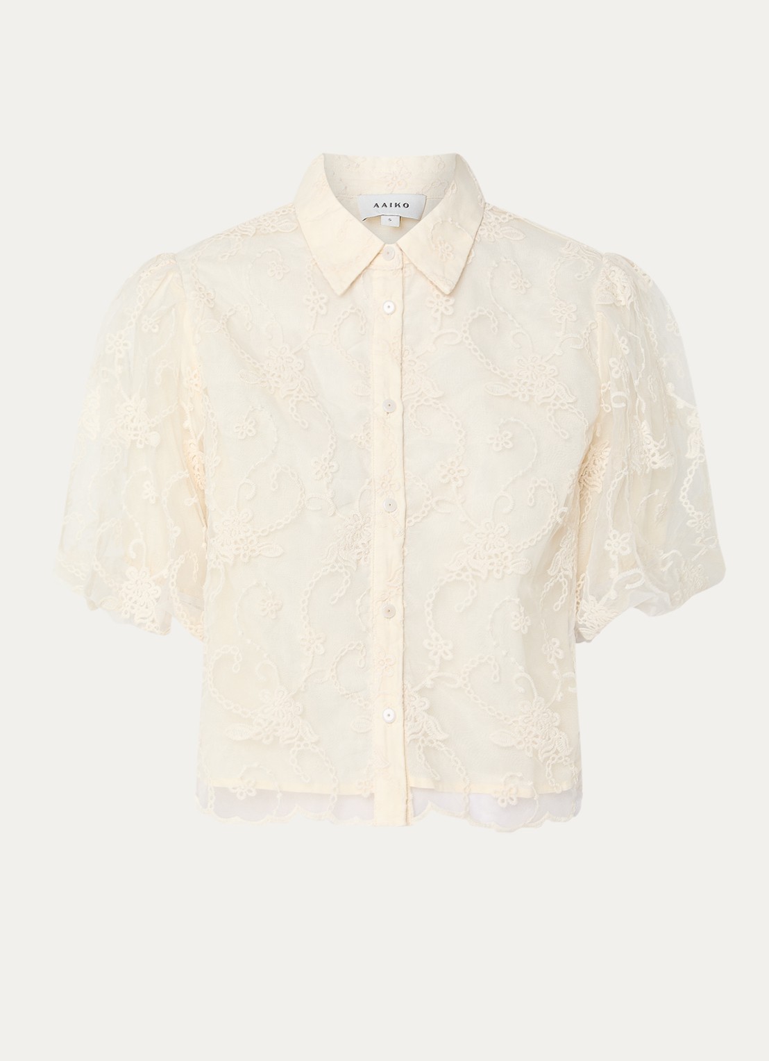 Aaiko Andra blouse met structuur - voorkant 3 gebroken wit