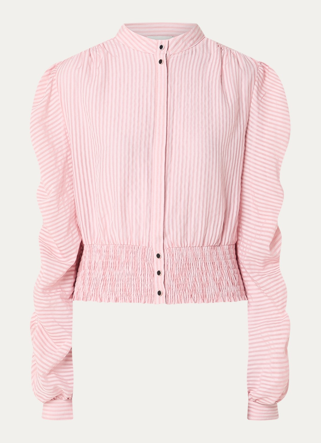 Aaiko Beaudine cropped blouse met streepprint - voorkant 3 zalmroze