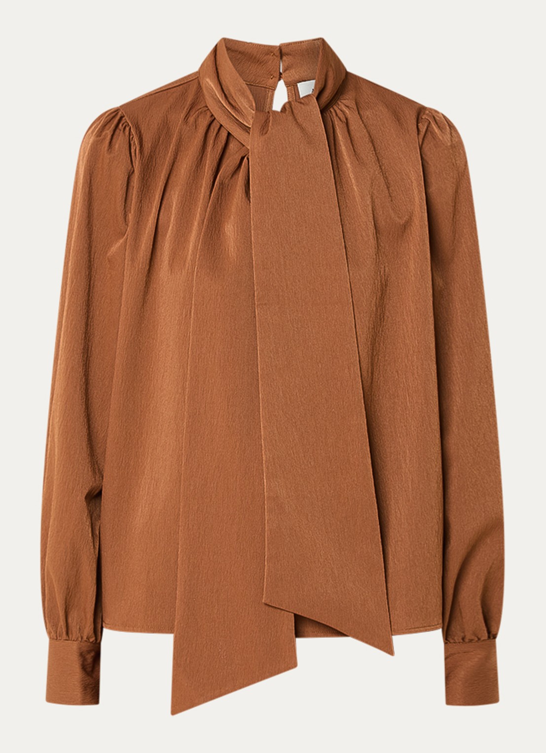 Aaiko Bowi top met sjaalkraag - voorkant 2 cognac