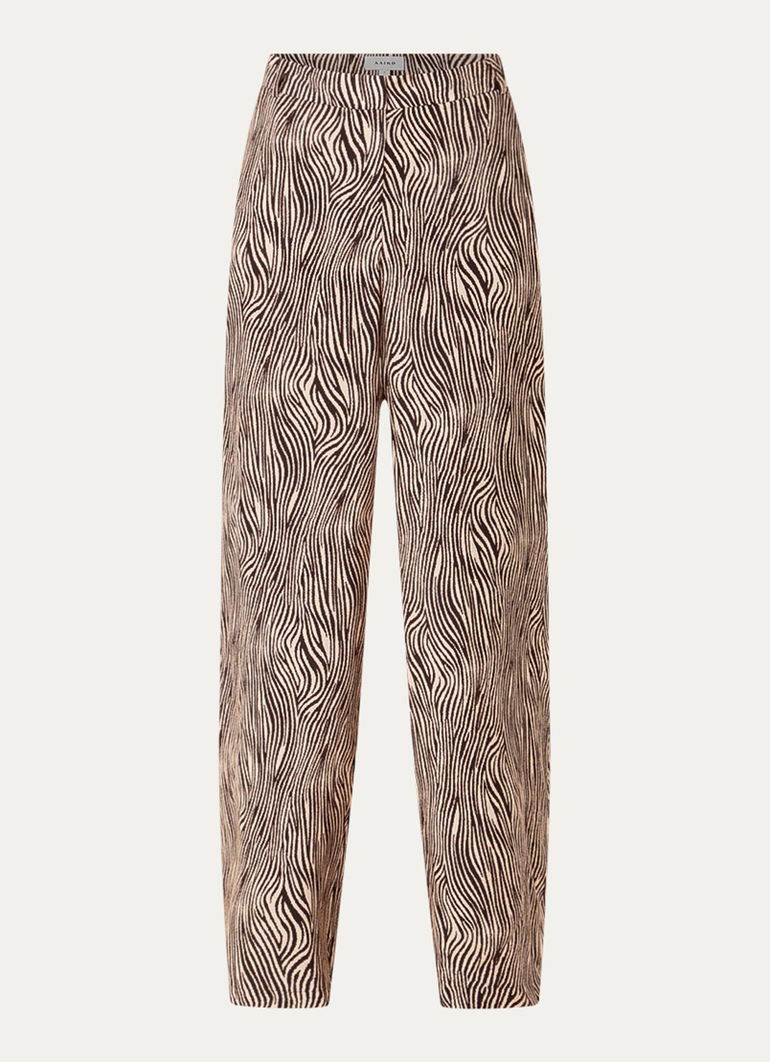 Aaiko Cecilia mid waist straight fit pantalon met zebraprint - voorkant 3 bruin