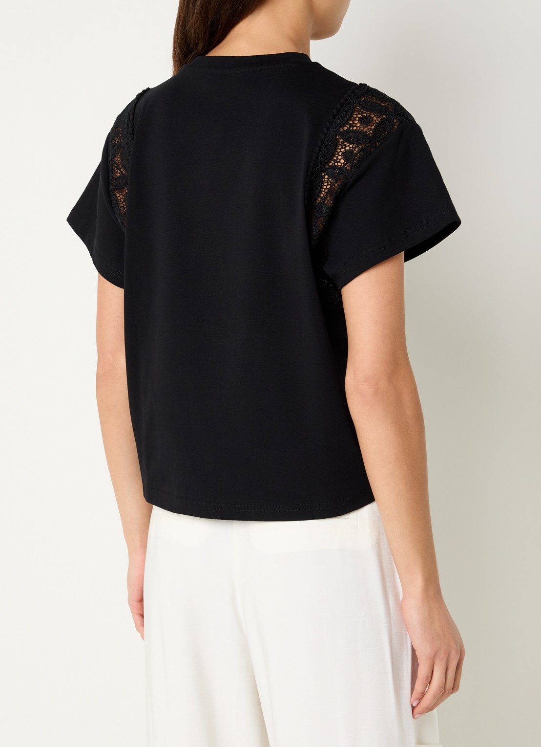 Aaiko Ceyda T-shirt met broderie - achterkant 4 zwart