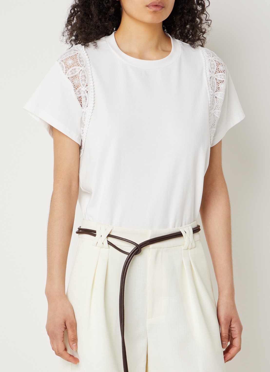 Aaiko Ceyda T-shirt met broderie - detail 4 wit