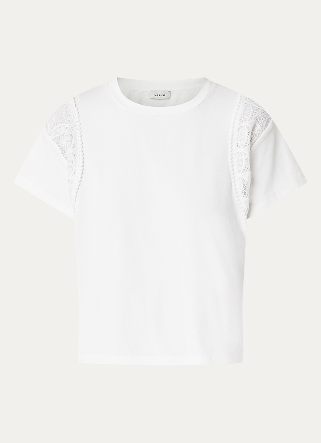 Aaiko Ceyda T-shirt met broderie - voorkant wit