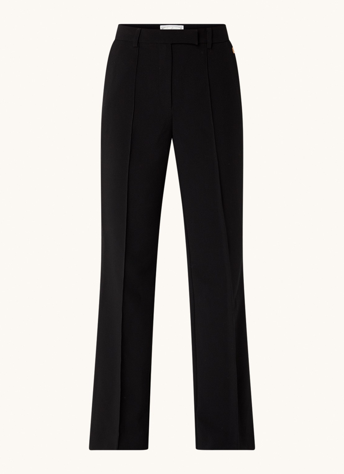 Aaiko Chantalle high waist wide fit pantalon met persplooi en structuur - voorkant 3 zwart