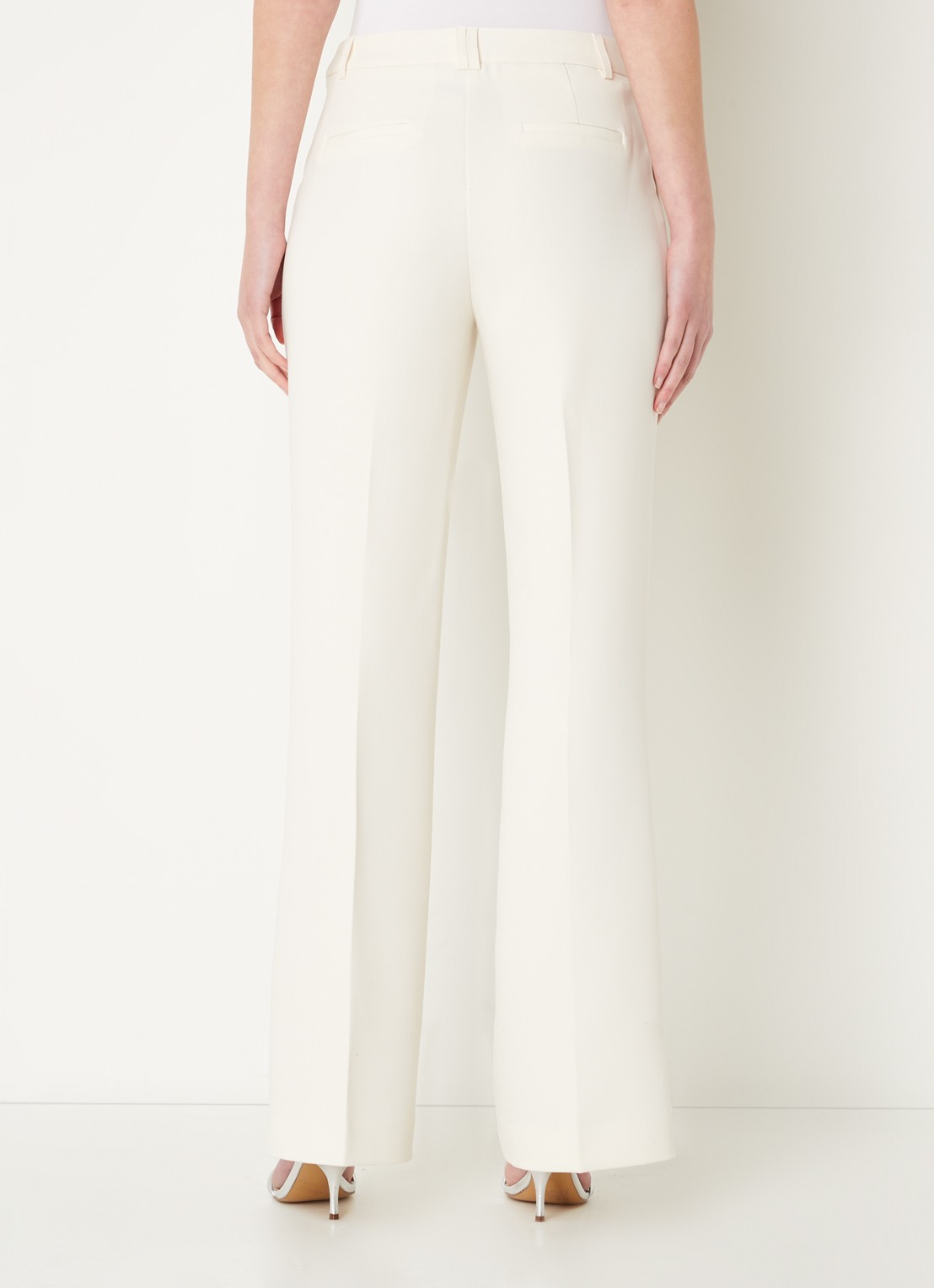 Aaiko Chantalle high waist wide fit pantalon met persplooi en structuur - achterkant creme